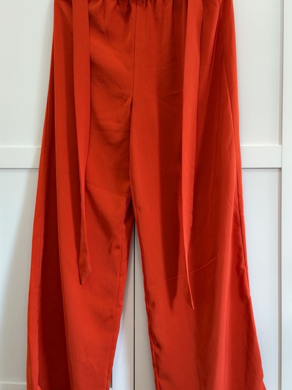 Amazon Wide-Leg Tie-Waist Pants in Vibrant Orange